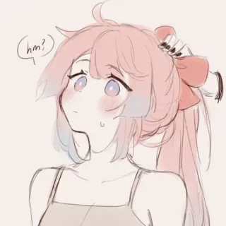 ❗️ 10df80dc hm? 动漫, 女孩, 粉色头发, 可爱, 插画, 嗯？ telegram sticker