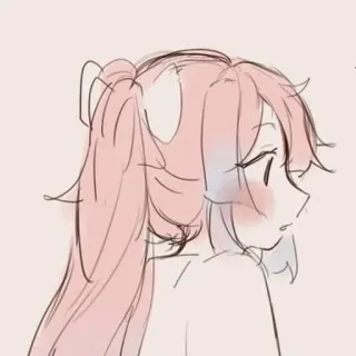 🤔 48ab5cbc 动漫, 粉色头发, 素描, 艺术, 绘画 telegram sticker