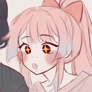 😍 49b27ac9 动漫女孩, 粉色头发, 可爱, 卡通, 贴纸, 插画 telegram sticker