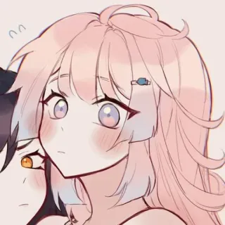 🫤 b807679a 动漫, 女孩, 可爱, 粉色头发, 脸红 telegram sticker