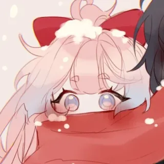 🥰 d8b56f2f 动漫, 冬天, 雪, 可爱, 情侣, 围巾 telegram sticker