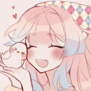 😆 dc50f9eb 可爱, 动漫, 女孩, 鸟, 心, 卡哇伊 telegram sticker