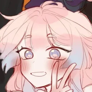 ✌️ fe97202d 动漫, 女孩, 和平, 绘画 telegram sticker