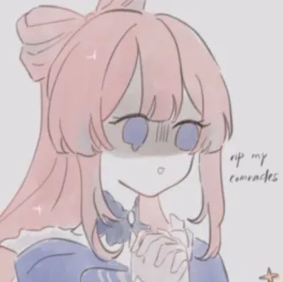 🧼 7e19b498 rip my comrades Anime, Triste, Personnage, Cheveux roses, Pleurs, Camarades telegram sticker