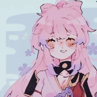 💗 9f9b37fd Sangonomiya Kokomi Genshin Impact animé, Genshin Impact, Kokomi, cheveux roses, jeu vidéo, personnage telegram sticker