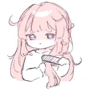 🧼 ce50aa5d fille, cheveux, dessin animé, rose, mignon, animé telegram sticker