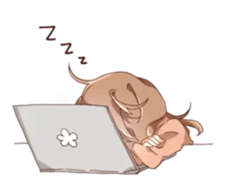 💤 56997e31 ZZZZ sleepy, tired, exhausted, anime, laptop, cartoon whatsapp sticker
