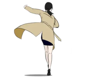 😎 c99252a5 woman, coat, back, running, person, animation, cartoon whatsapp sticker