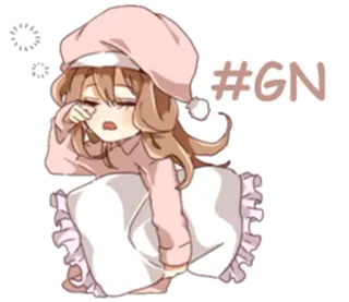 💤 cfbb758a #GN good night, sleepy, cute, anime, girl, pillow, pajamas whatsapp sticker