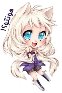 😆 e02c60de هشتوس! anime, chibi, cute, girl, cat ears whatsapp sticker