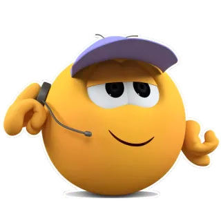 😌 0d996246 emoji, cute, smiling, headset, hat telegram sticker