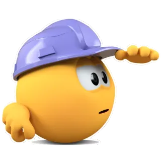 👀 19ff25eb emoji, construction, hard hat, worried, confused, yellow telegram sticker