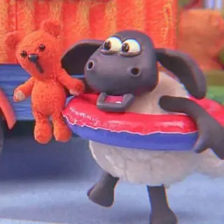 🍄 73825ef0 Shaun the Sheep owca, kreskówka, zwierzę, zabawka, koło do pływania telegram sticker