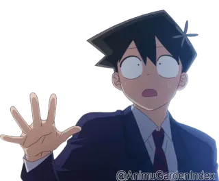 😳 e54afce5 @AnimuGardenIndex anime, character, student, suit, scared whatsapp sticker