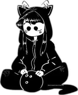 ☺️ 24f8293e denimweststickerchannel Anime, Gatto, Felpa con cappuccio, Carino, Palla da bowling, Seduto telegram sticker