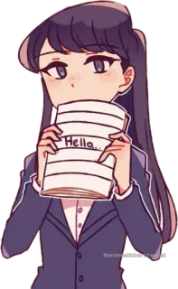 😊 94710e85 Komi Shouko Komi Can't Communicate Hello... anime, komi can't communicate, komi shouko, carina, ciao, timida, ragazza, manga telegram sticker