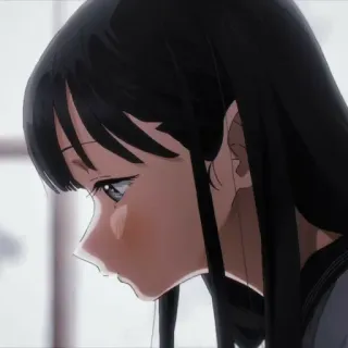 🍥 098d5f37 Anime, Dziewczyna, Smutna, Mundur szkolny, Długie włosy telegram sticker