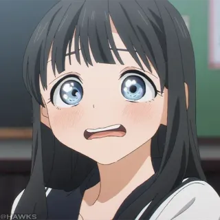 🍥 0e8a81d3 Anime, Dziewczyna, czarne włosy, niebieskie oczy, słodkie telegram sticker