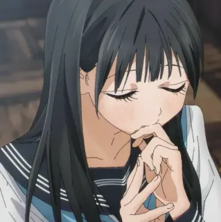 🍥 6335c038 Anime, Dziewczyna, Postać, Smutny, Zamyślony telegram sticker