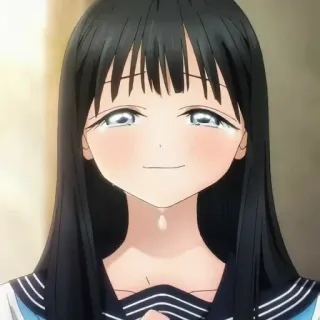 🍥 7ea9c8b7 anime, dziewczyna, płacz, uśmiech, emocjonalny telegram sticker