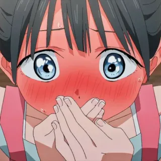 🍥 817c0547 anime, dziewczyna, zszokowana, rumieniąca się telegram sticker