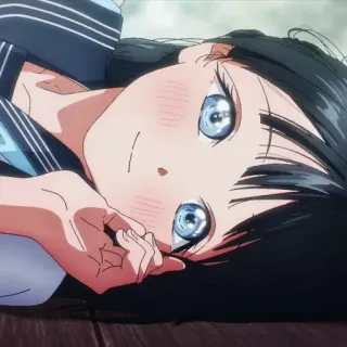 🍥 c66500d3 Anime, Dziewczyna, Mundur szkolny, Urocza, Niebieskie oczy, Czarne włosy telegram sticker