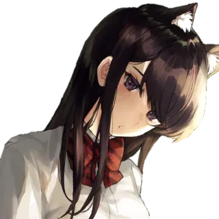🥰 7150bb10 アニメ, 猫耳, 制服, 女の子, イラスト telegram sticker