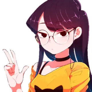 🥰 81347172 Komi Shouko Komi Can't Communicate アニメ, 女の子, かわいい, 古見さんは、コミュ症です。, 古見硝子, ピースサイン telegram sticker