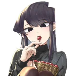 🥰 9247de86 Komi Shouko Komi Can't Communicate アニメ, 漫画, 古見さんは、コミュ症です。, 古見硝子, 可愛い, 女の子, さくらんぼ telegram sticker