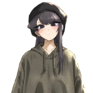 🥰 be0cce16 アニメガール, ベレー帽, パーカー, かわいい, 漫画, ステッカー telegram sticker