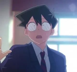 🍀 b449c224 Hitohito Tadano Komi Can't Communicate Anime, Komi não consegue se comunicar, Hitohito Tadano, Uniforme escolar, Chocado, Surpreso, Personagem de anime telegram sticker