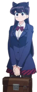 😼 b2e2315a Komi Shouko Komi Can't Communicate Anime, ragazza, uniforme scolastica, orecchie da gatto, timida, carina telegram sticker