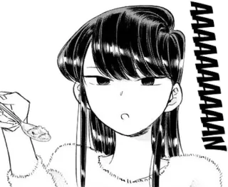 😋 0bad3575 Komi Komi Can't Communicate AAAAAAAN Anime, Manga, Komi Can't Communicate, Komi, manger, cuillère, mignon telegram sticker