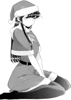 🎅 12f18557 Komi Komi Can't Communicate animé, manga, Noël, Komi, fille, mignon, bonnet de Noël, fête telegram sticker