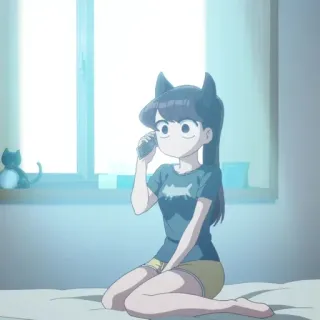 🍬 49e06968 Komi Shouko Komi Can't Communicate อนิเมะ, Komi Can't Communicate, หูแมว, น่ารัก, ห้องนอน, แมว telegram sticker