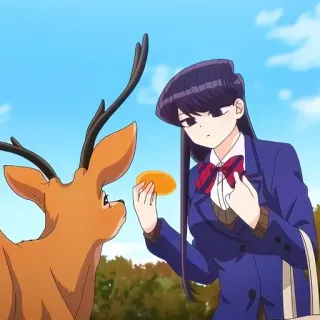 🙂 0f6e1c9b Komi Shouko Komi Can't Communicate Komi Can't Communicate, Аниме, Олень, Мило, Коми Сёко telegram sticker