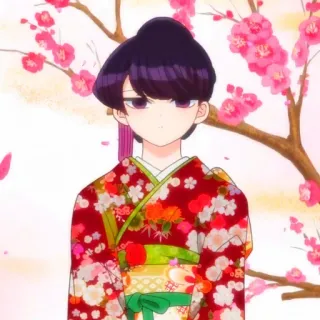 🙂 b2a59f16 Komi Shouko Komi Can't Communicate Аниме, Манга, Komi Can't Communicate, Коми Сёко, Цветы сакуры, Кимоно telegram sticker
