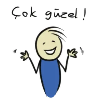 👍 02358f39 Çok güzel !! cute, drawing, stick figure, nice, beautiful whatsapp sticker