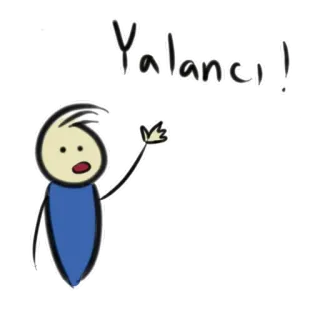 😠 03585009 Yalanci ! cartoon, stick figure, lying, liar whatsapp sticker