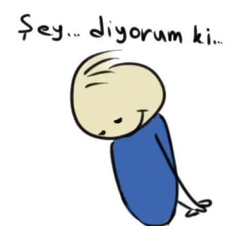 ☺️ 1018a0b2 Şey... diyorum ki... cartoon, drawing, shy, thoughtful, apologetic whatsapp sticker