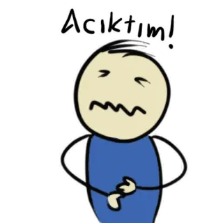 🍔 15384156 Acıktım! hunger, hungry, cartoon, stick figure, stomach ache whatsapp sticker