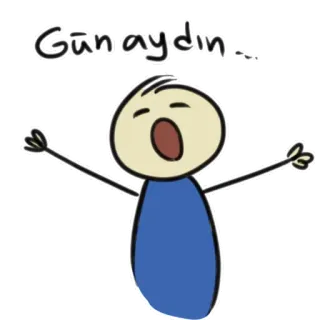 😴 1ea65f34 Günaydın... good morning, greeting, cartoon, stick figure, yawning, wake up whatsapp sticker