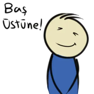 😇 257df034 Baş üstüne! cartoon, figure, text, expression, Turkish whatsapp sticker