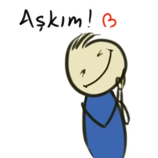 ❤️ 3ef3b003 Aşkım! love, cute, affection, heart, cartoon, Turkish whatsapp sticker