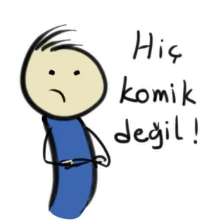 😑 650d7be0 Hiç komik değil! stick figure, sad, not funny, turkish, cartoon whatsapp sticker
