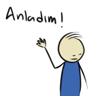 😑 76ba16e6 Anladim! stick figure, turkish, anladim, waving whatsapp sticker