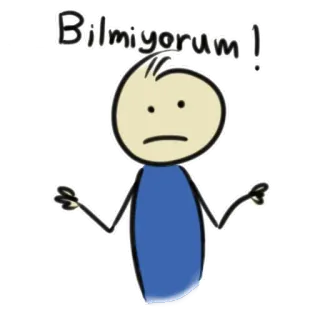 😐 8285c879 Bilmiyorum! stick figure, shrug, uncertain, question, cartoon, expression whatsapp sticker