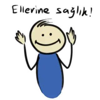 🙌 8adda5bf Ellerine sağlık! congratulations, thank you, stick figure, appreciation whatsapp sticker