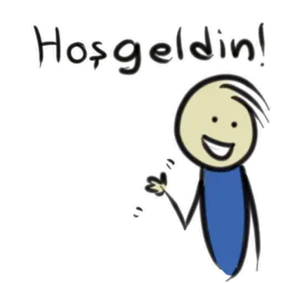 👋 93306fd5 Hoşgeldin! welcome, greeting, cartoon, stick figure whatsapp sticker