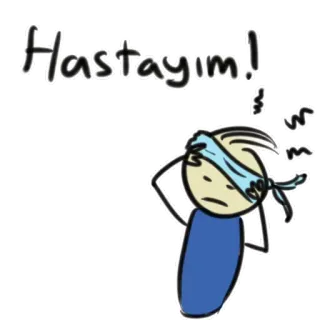 🤧 96daa096 Hastayım! sick, ill, headache, stick figure, medical, health whatsapp sticker